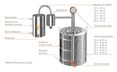 Самогонный аппарат «Добрый жар» Домашний 90 литров